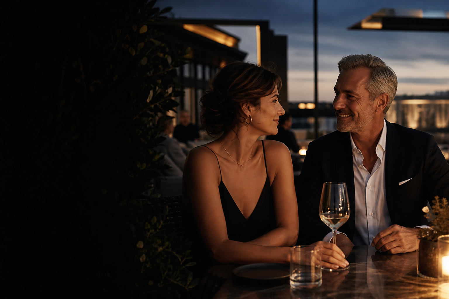 Erwachsenes Paar bei einem eleganten Date in Deutschland